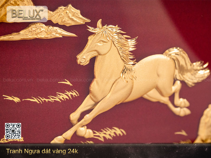 Tranh Ngựa dát vàng 24k (25x30)– Biểu tượng của sức mạnh, thành công và may mắn